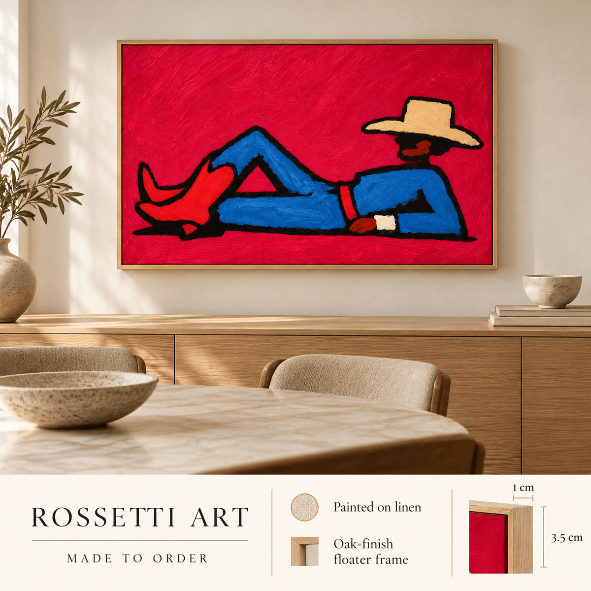 Cowboy Art – Crimson Rest framed painting in a dining room by Rossetti Art