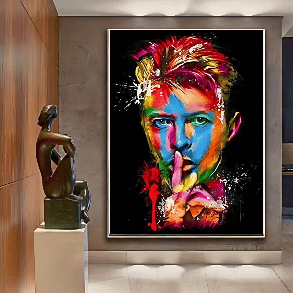 Original Painting : David Bowie Original Painting modern abstract canvas wall art by Rossetti Art – luxury interior design artwork for living room, bedroom, office – Celebrity Inspired Art contemporary wall painting creative abstract painting
