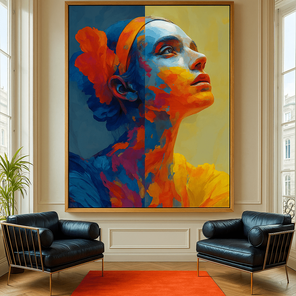 Original Painting : Dual Soul - Colorful Woman Face Painting - Chiara Rossetti