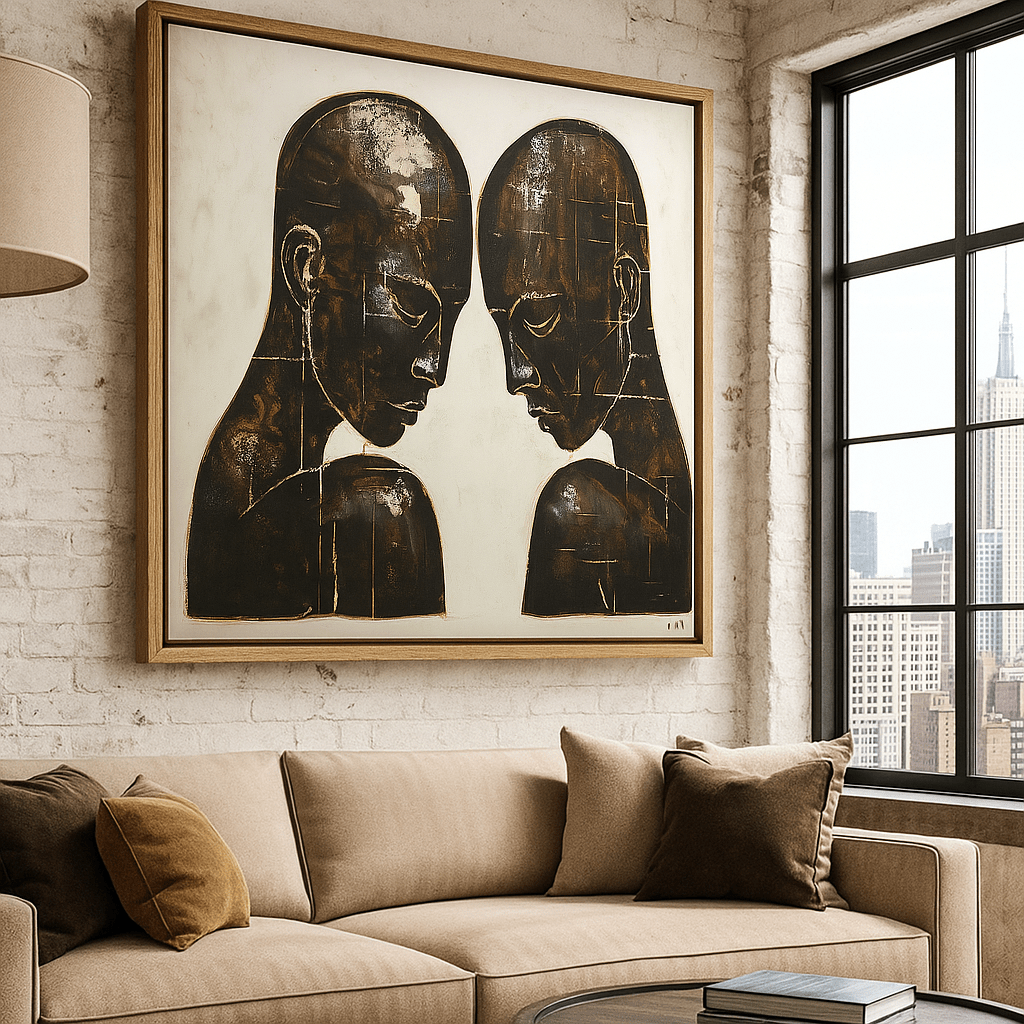 Original Painting : Echoes of Stillness – Modern Figurative Original Painting for Luxury Interiors modern abstract canvas wall art by Rossetti Art – luxury interior design artwork for living room, bedroom, office – artistic wall decor bold colorful wall decor contemporary wall painting