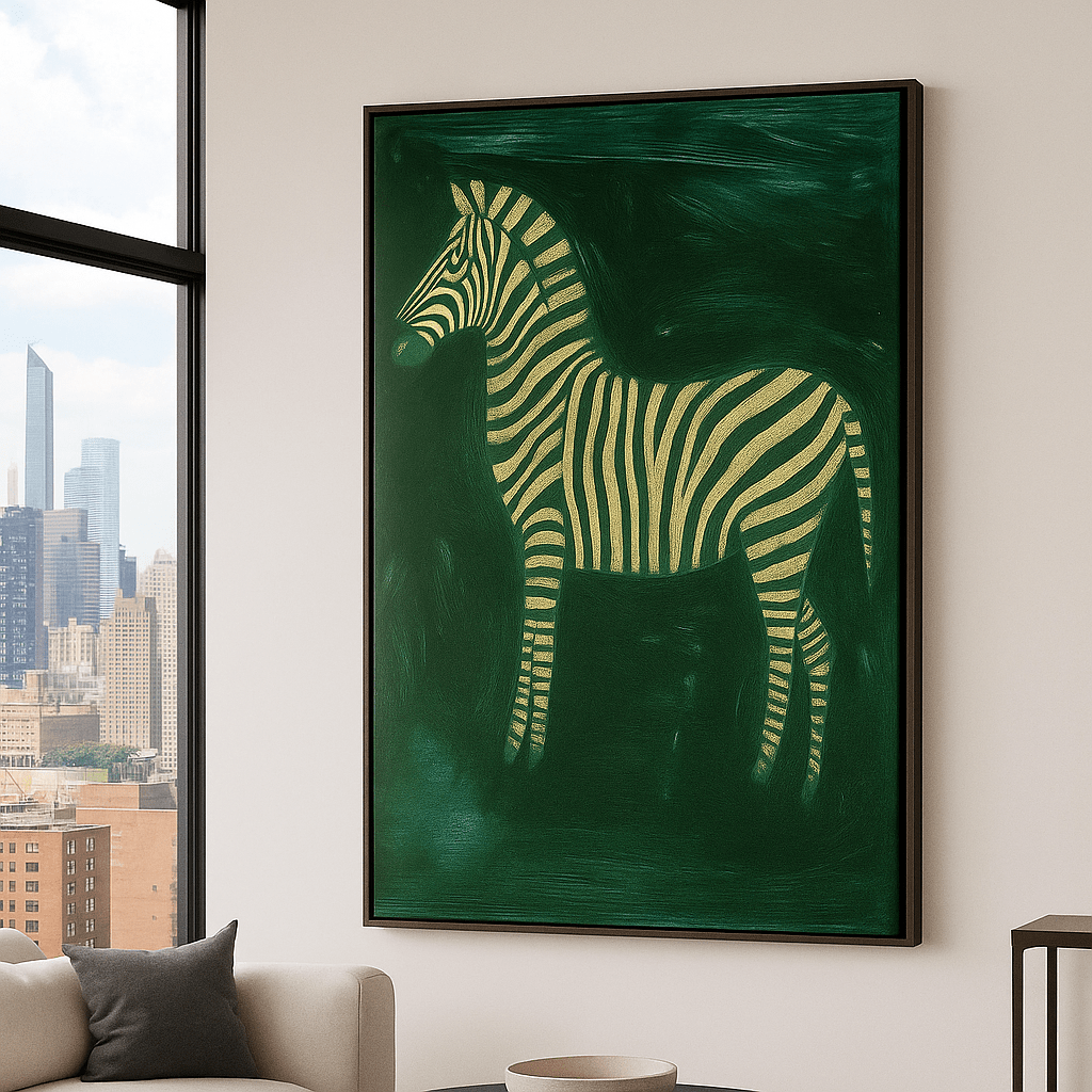 Original Painting : "Emerald Stripes" – Original Zebra Painting on Canvas - Chiara Rossetti