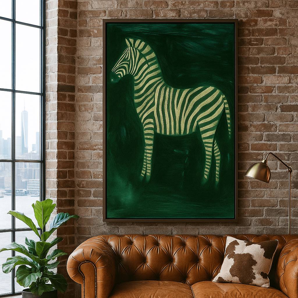 Original Painting : "Emerald Stripes" – Original Zebra Painting on Canvas - Chiara Rossetti