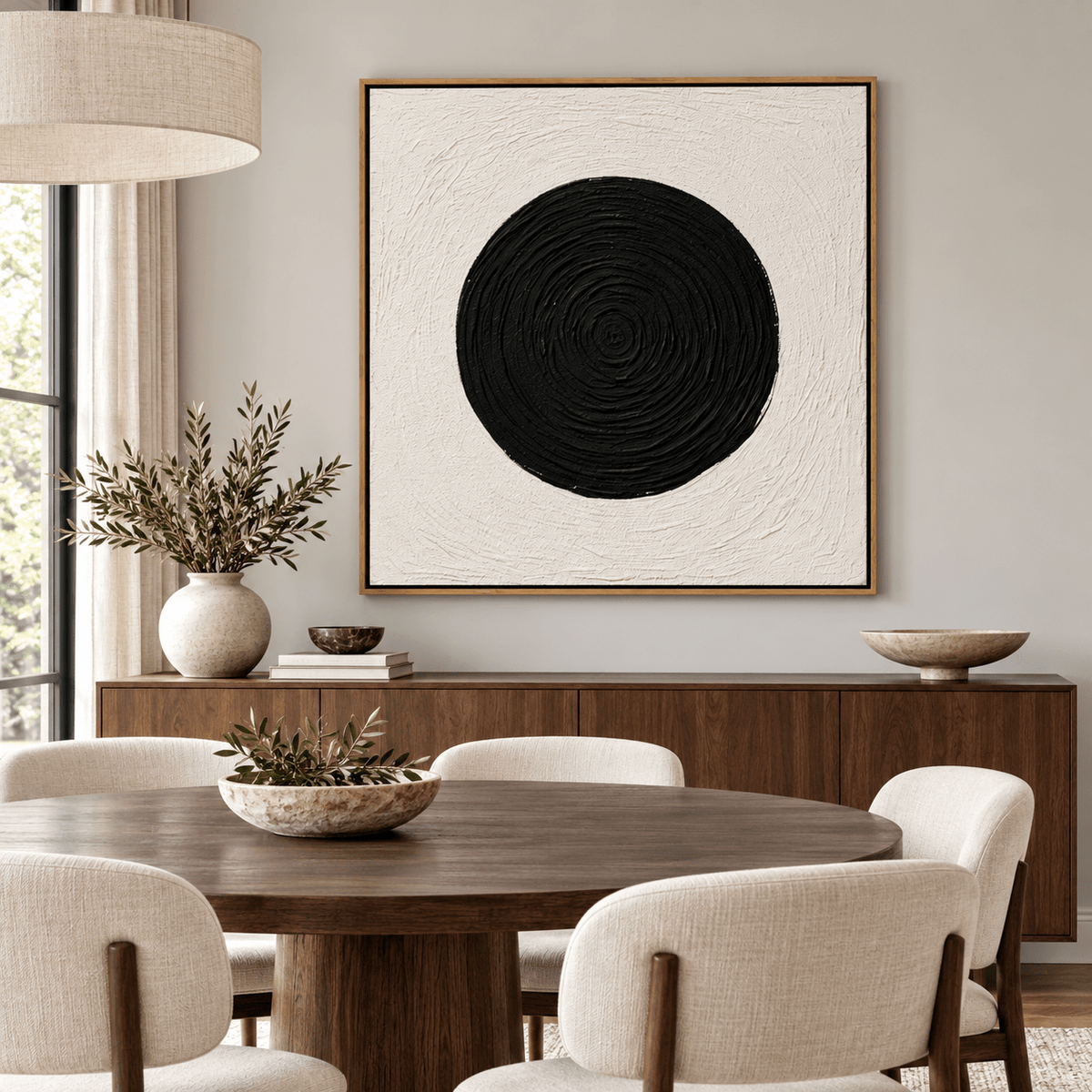 Enso Painting Original – Midnight Enso in a dining room by Rossetti Art