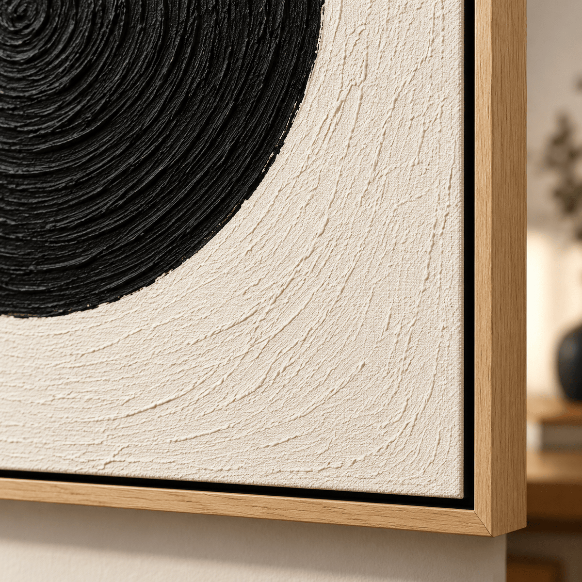Enso Painting Original – Midnight Enso textured corner detail by Rossetti Art