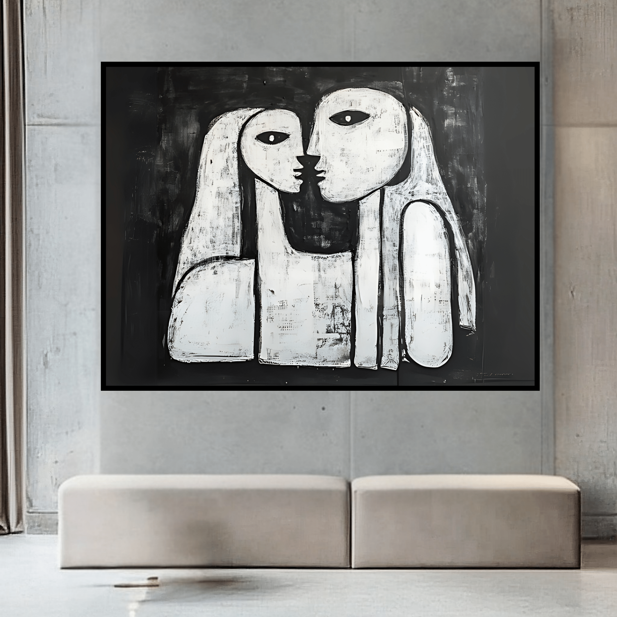 Original Painting : Eternal Gaze – Abstract Black & White Canvas Art - Chiara Rossetti