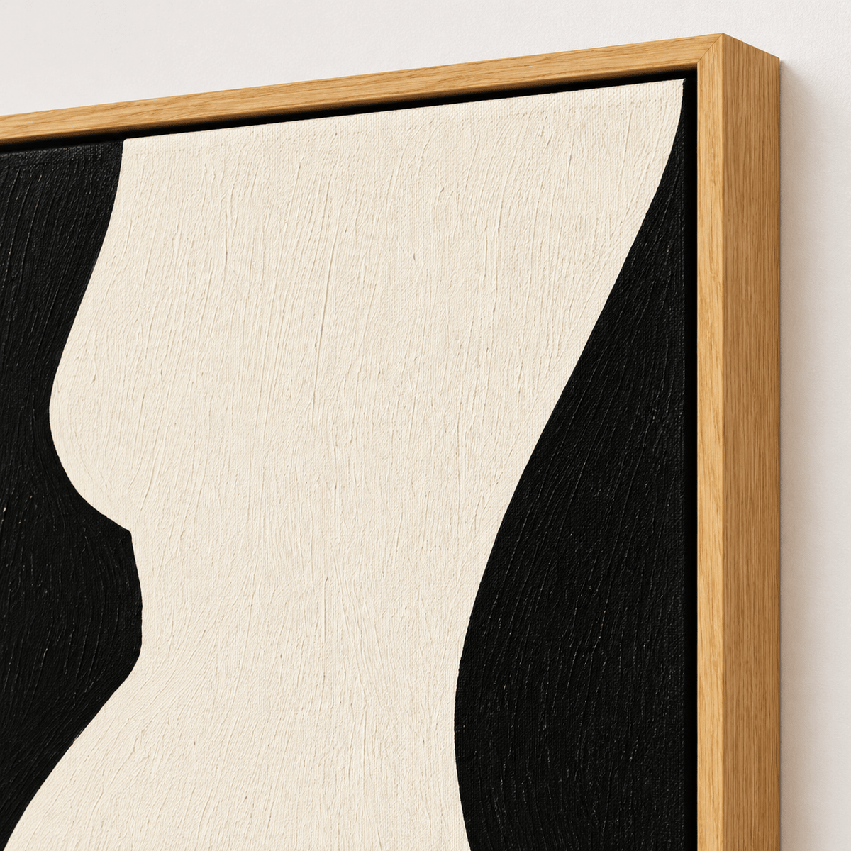 Corner detail of the Cream Contour original painting in a floater frame – Rossetti Art