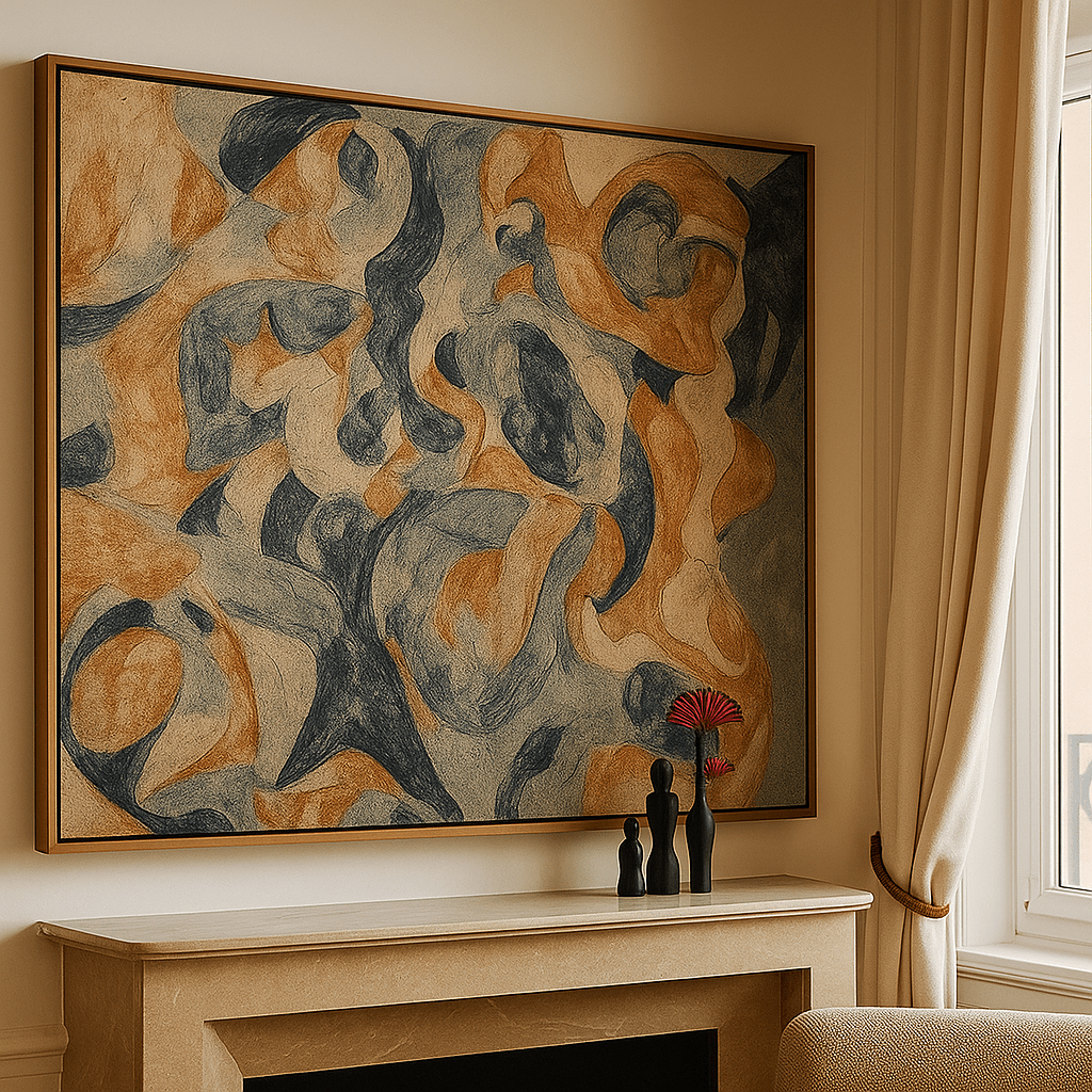 Earth Tone Painting for Living Room : Fluidity in Form