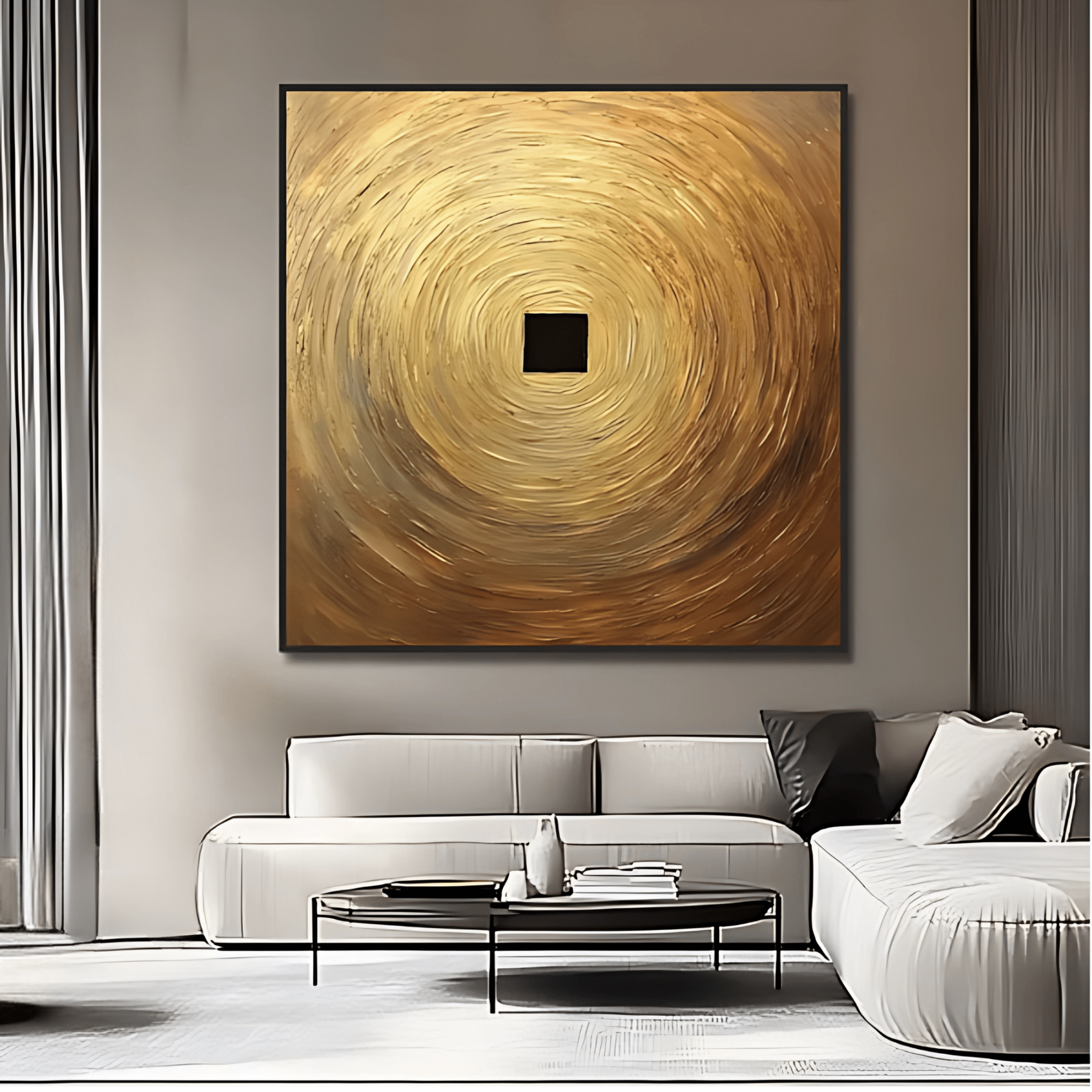 Original Painting : Gold Circle - Gold Painting on Canvas - Chiara Rossetti