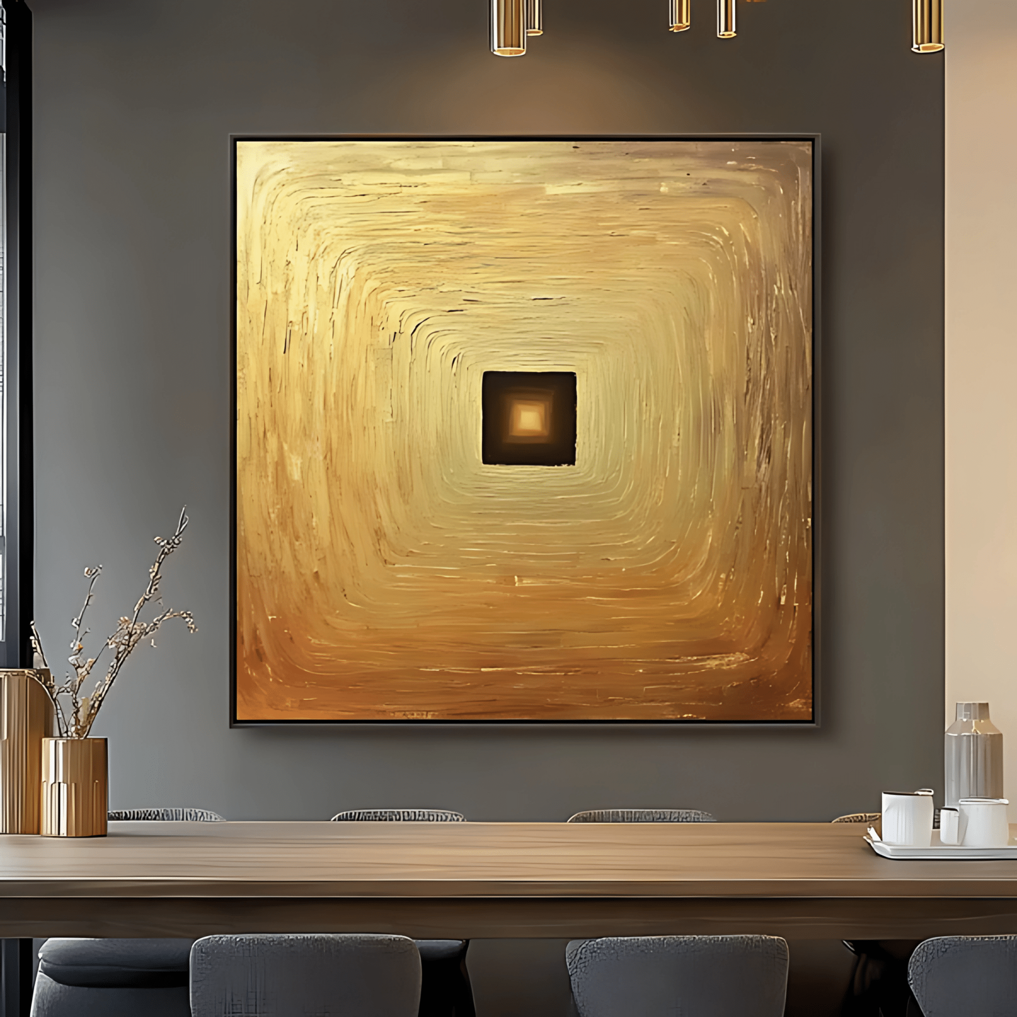 Original Painting : Gold Circle - Gold Painting on Canvas - Chiara Rossetti