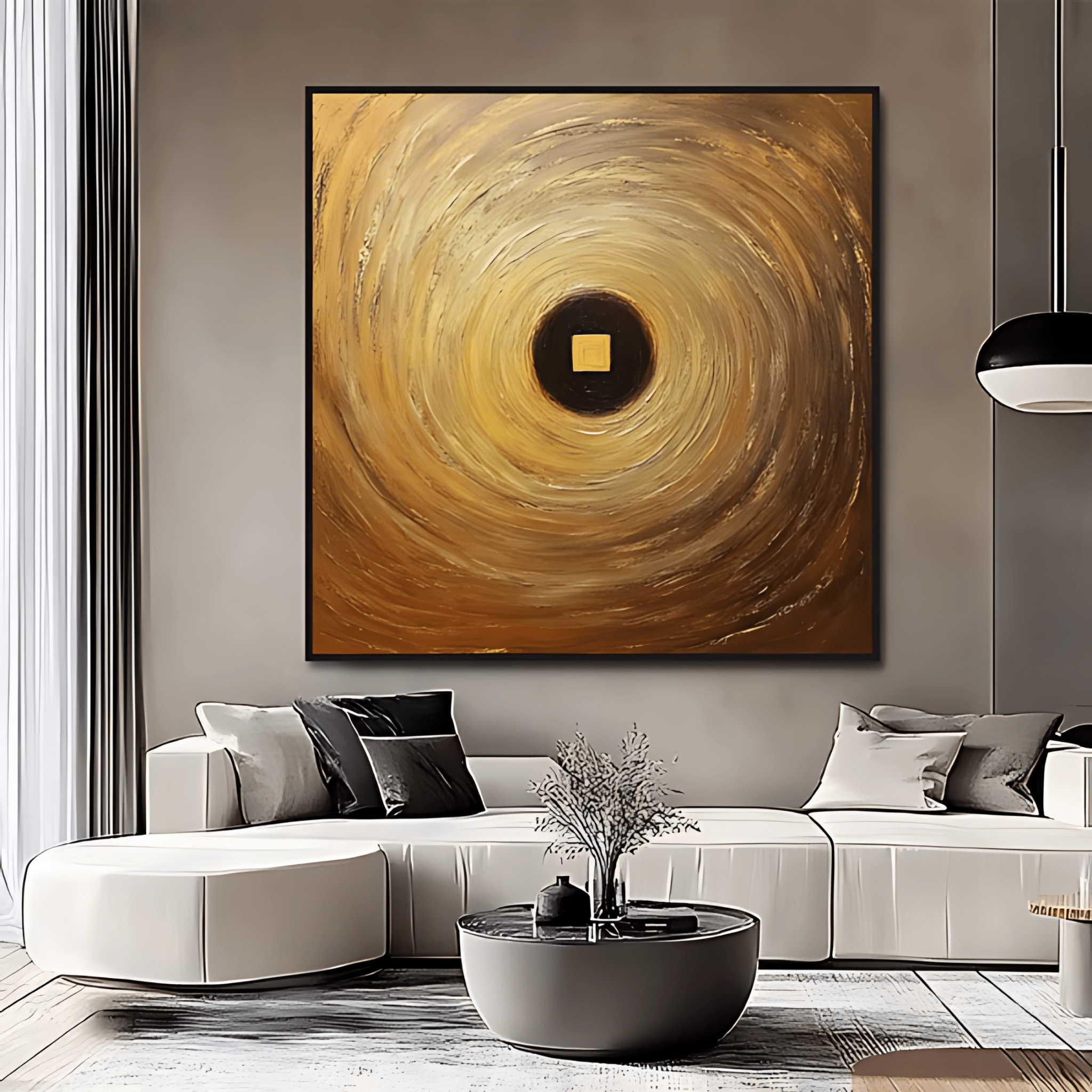 Original Painting : Gold Circle - Gold Painting on Canvas - Chiara Rossetti