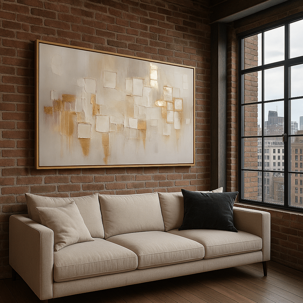 Original Painting : Gold Leaf Painting on Canvas modern abstract canvas wall art by Rossetti Art – luxury interior design artwork for living room, bedroom, office – Art With Gold Foil Elegant Wall Decor Gold Leaf Art