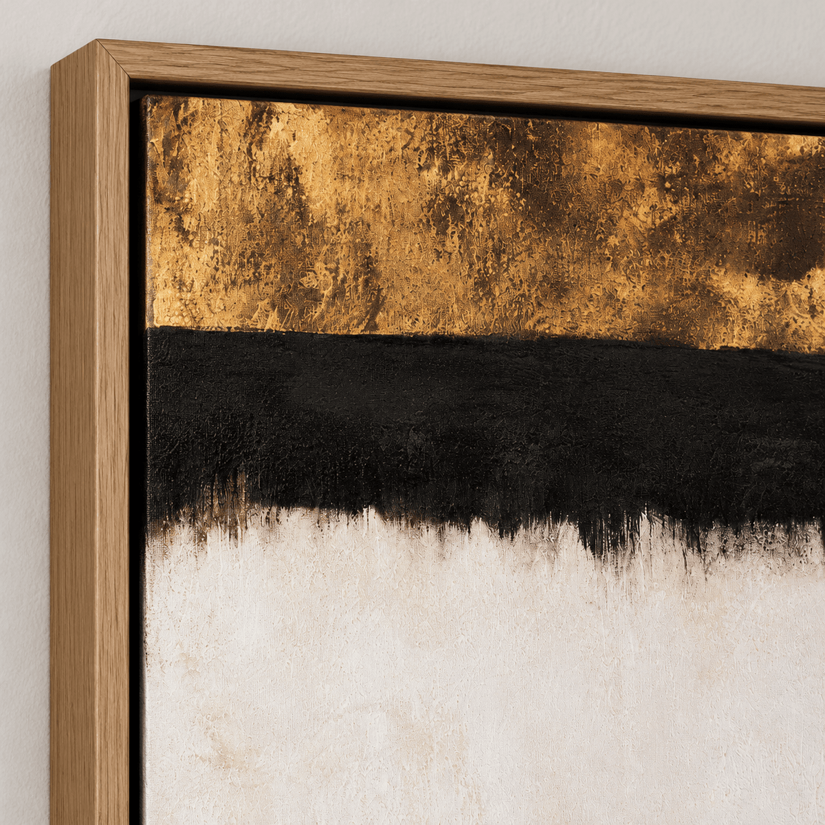 Gold Textured Wall Art Original – Bronze Horizon floater frame corner detail by Rossetti Art