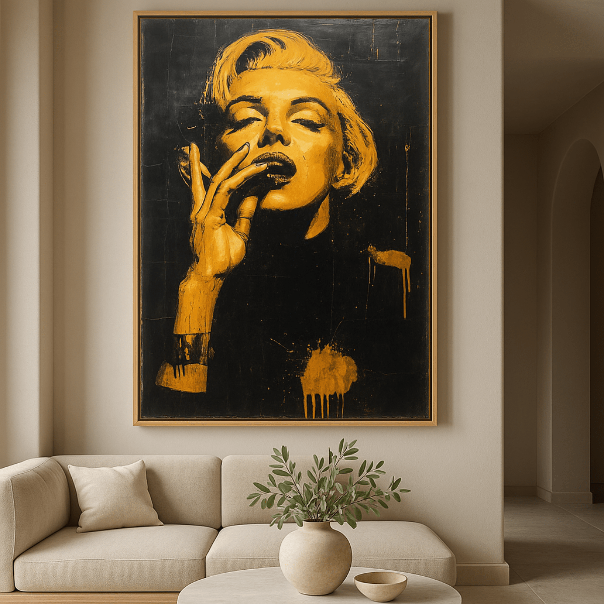 Original Painting : Golden Icon – Framed Glamour Portrait Canvas - Chiara Rossetti