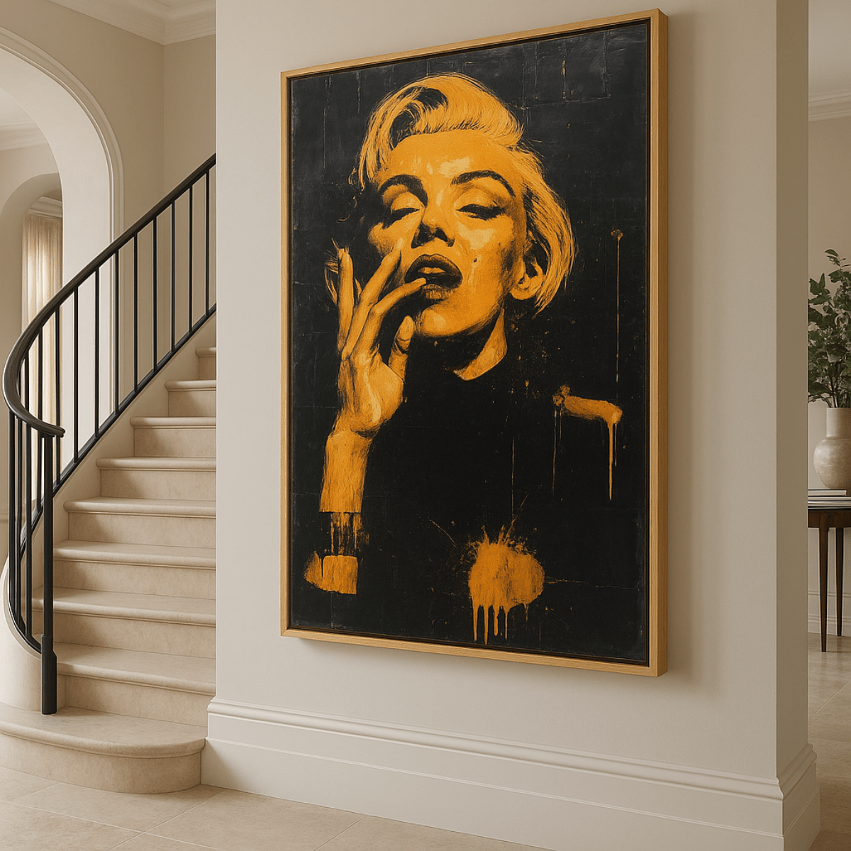Original Painting : Golden Icon – Framed Glamour Portrait Canvas - Chiara Rossetti