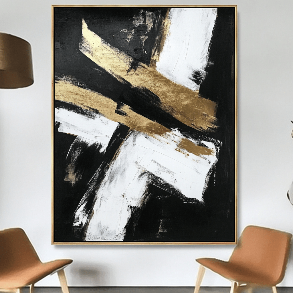 Original Painting : Golden Monolith - Black and Gold Painting on Canvas - Chiara Rossetti