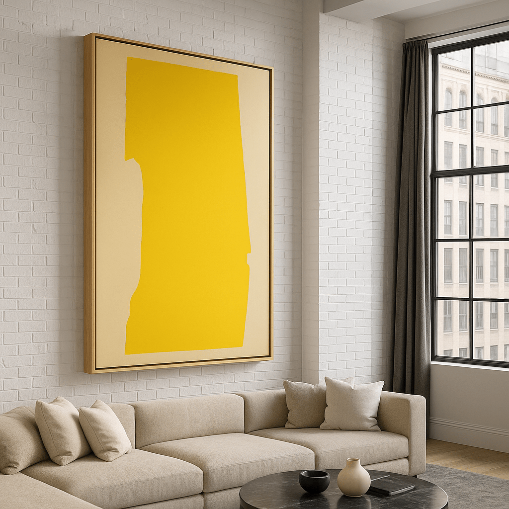 Original Painting : Golden Stillness – Minimalist Yellow Original Painting | Modern Abstract Wall Art for Luxury Interiors modern abstract canvas wall art by Rossetti Art – luxury interior design artwork for living room, bedroom, office – handmade wall art minimalist modern artwork modern art on canvas