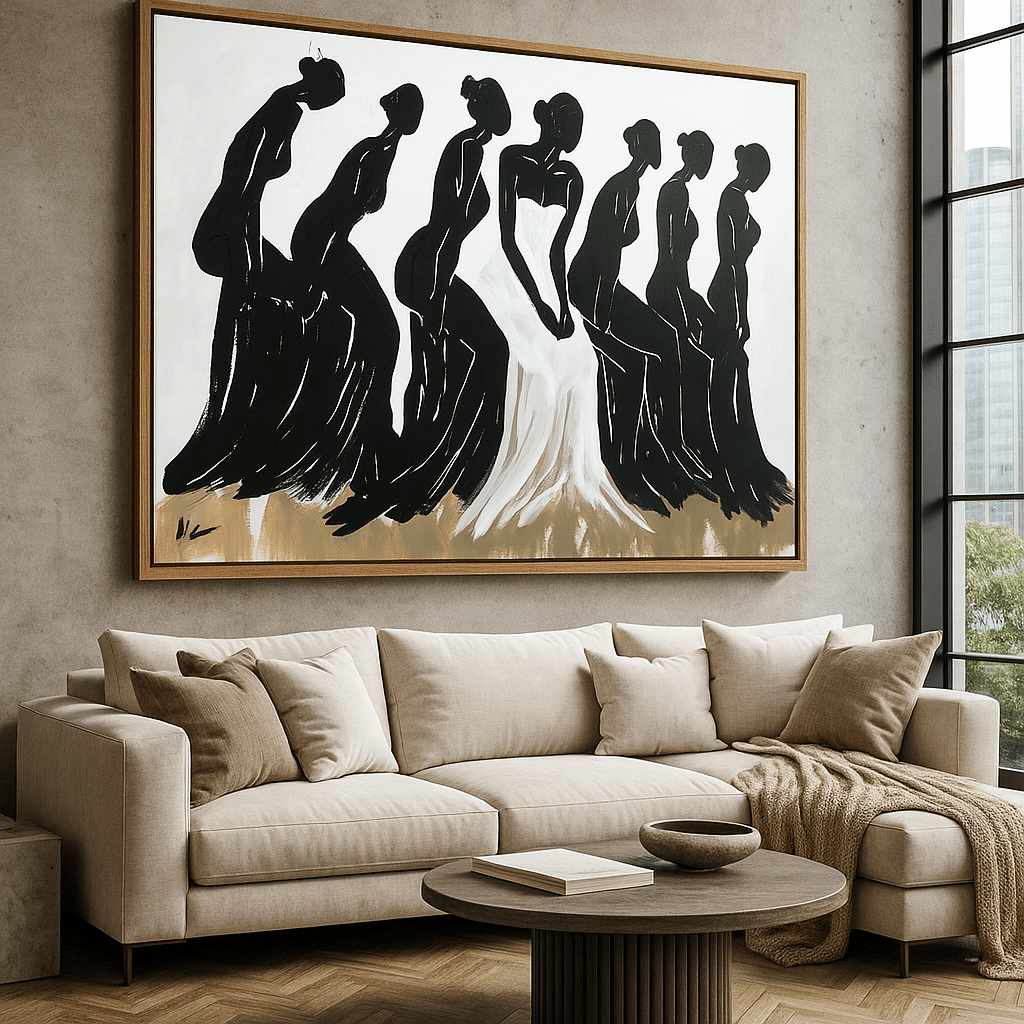 Original Painting : “Grace in Motion – Modern Figurative Original Painting for Luxury Contemporary Spaces” modern abstract canvas wall art by Rossetti Art – luxury interior design artwork for living room, bedroom, office – handmade wall art minimalist modern artwork modern art on canvas