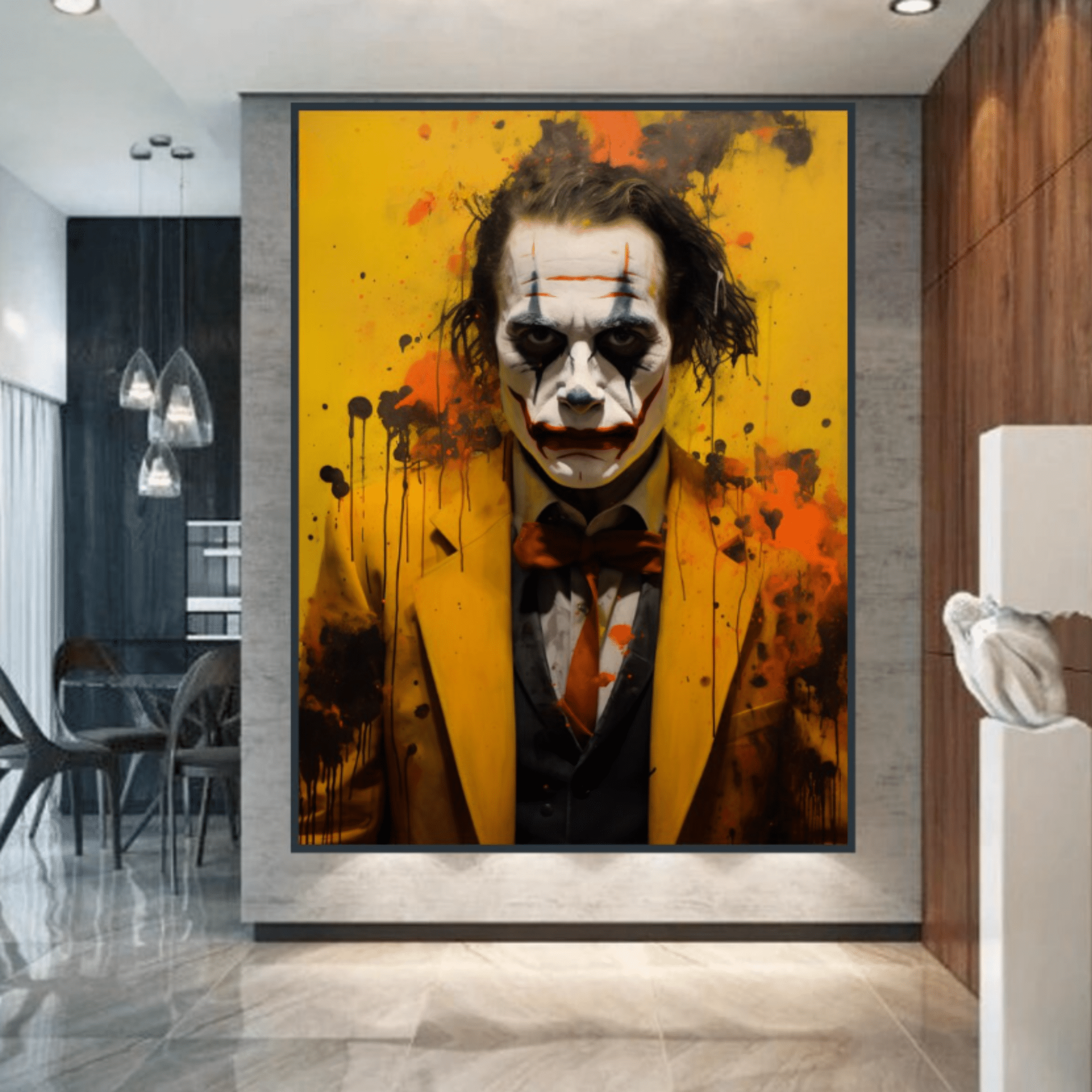 Original Painting : Joker Wall Art Original Painting modern abstract canvas wall art by Rossetti Art – luxury interior design artwork for living room, bedroom, office – handmade wall art handmade wall decor heath ledger joker wall art