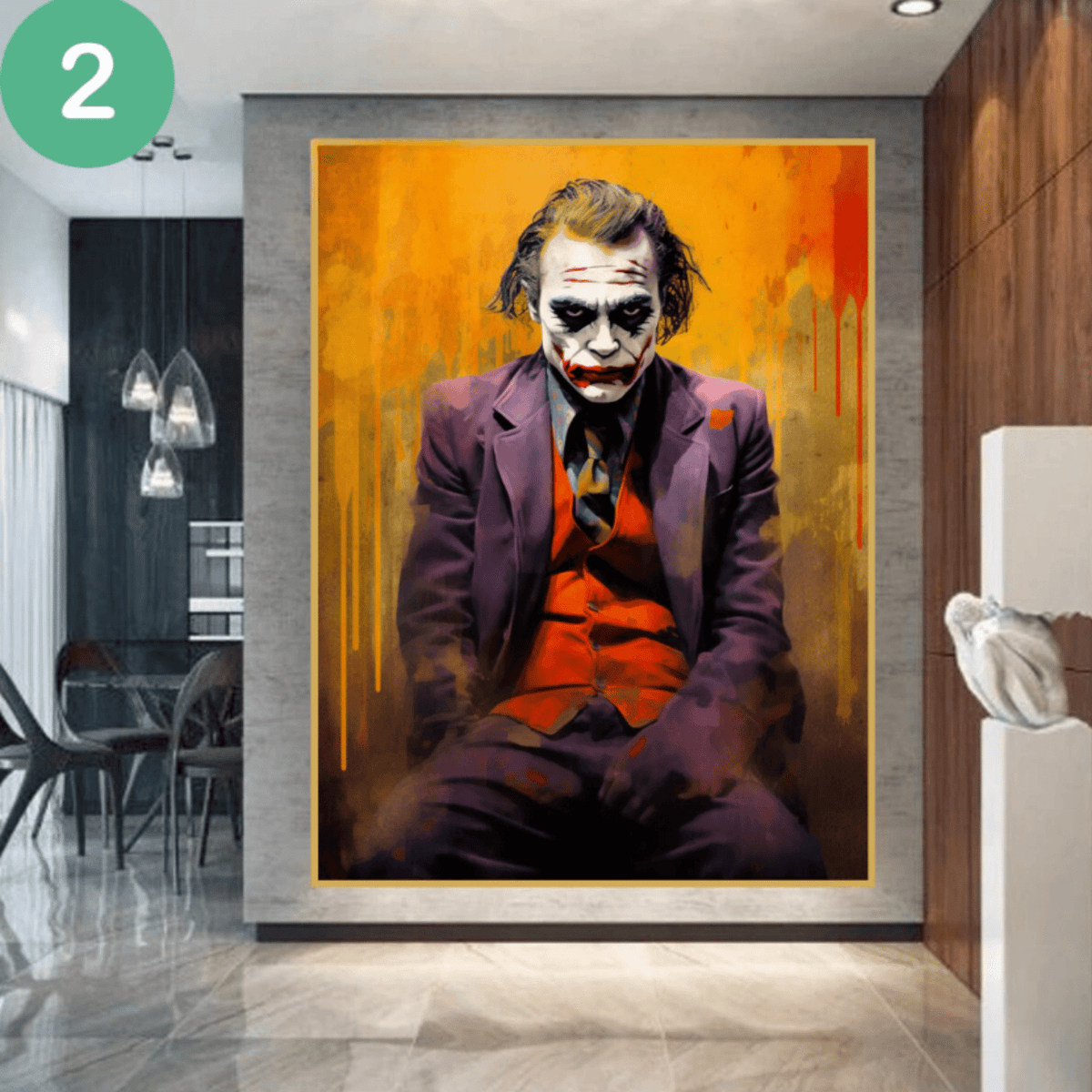 Original Painting : Joker Wall Art Original Painting modern abstract canvas wall art by Rossetti Art – luxury interior design artwork for living room, bedroom, office – handmade wall art handmade wall decor heath ledger joker wall art