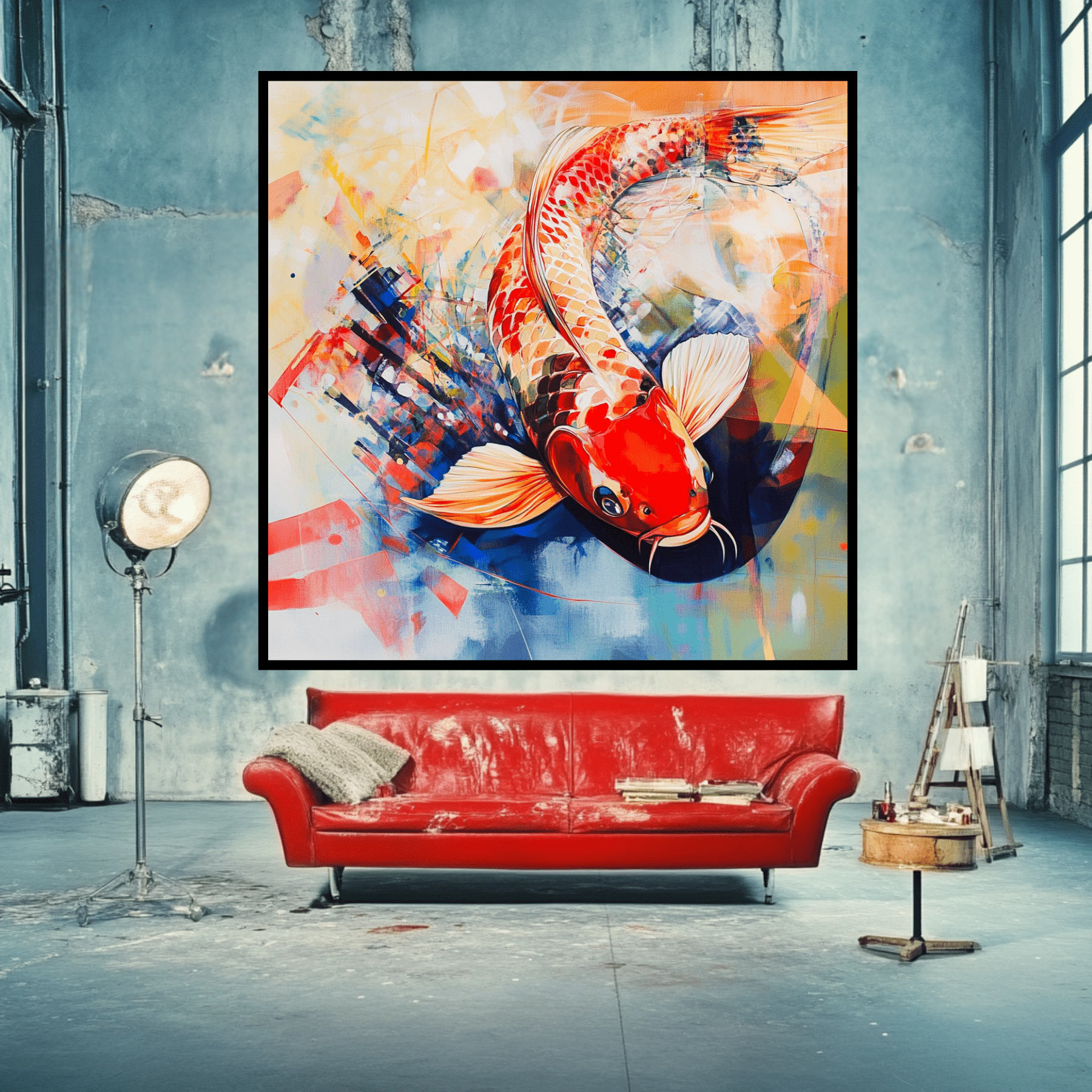Original Painting : Koi Fish Painting On Canvas - Chiara Rossetti