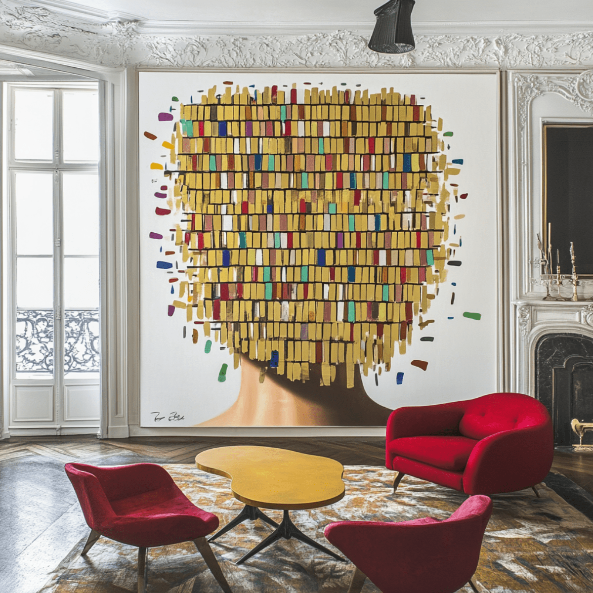 Original Painting : Mind Mosaic – Abstract Portrait Acrylic Painting modern abstract canvas wall art by Rossetti Art – luxury interior design artwork for living room, bedroom, office – Abstract Portrait Canvas Conceptual Wall Decor Faceless Figure Art