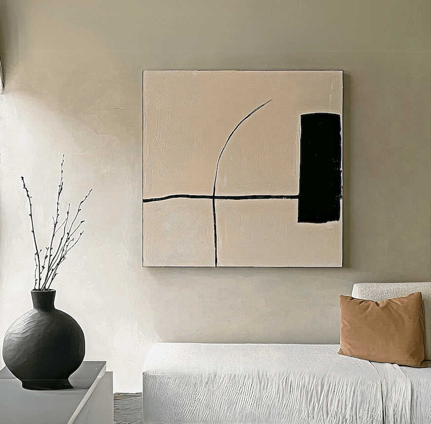 Original Painting : Minimalist Abstract Line Art Canvas - Modern Neutral Design modern abstract canvas wall art by Rossetti Art – luxury interior design artwork for living room, bedroom, office – abstract wall art art for modern interiors artistic home decor
