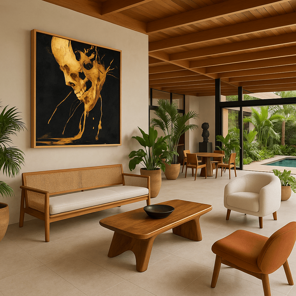 Original Painting : Molten Mortality – Gold Skull Abstract Canvas Art - Chiara Rossetti