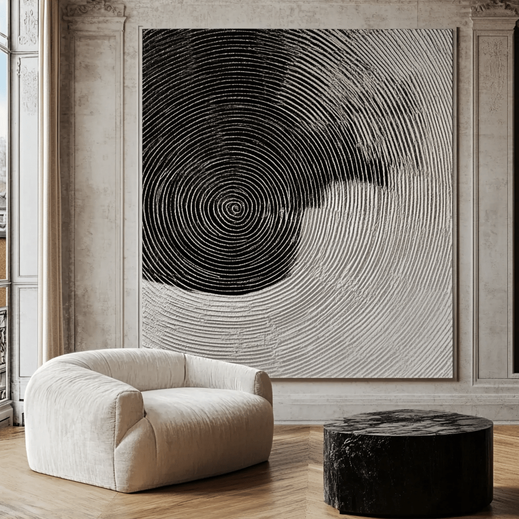 Original Painting : Monochrome Ripple - Minimalist Abstract Art - Chiara Rossetti