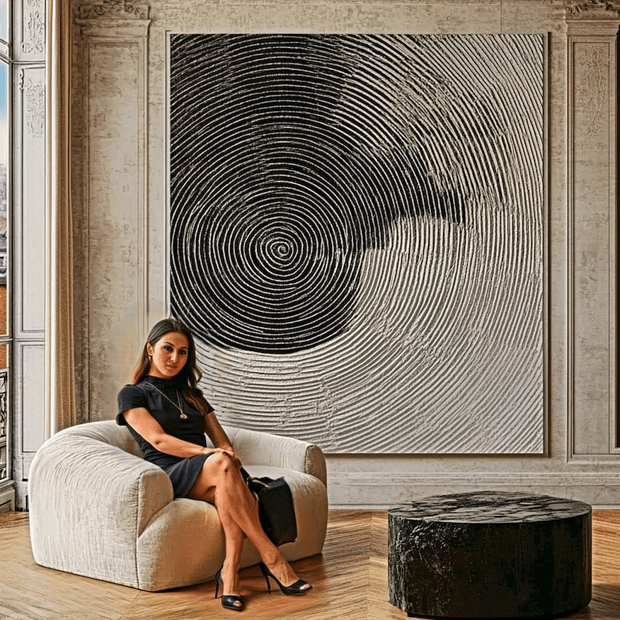 Original Painting : Monochrome Ripple - Minimalist Abstract Art - Chiara Rossetti