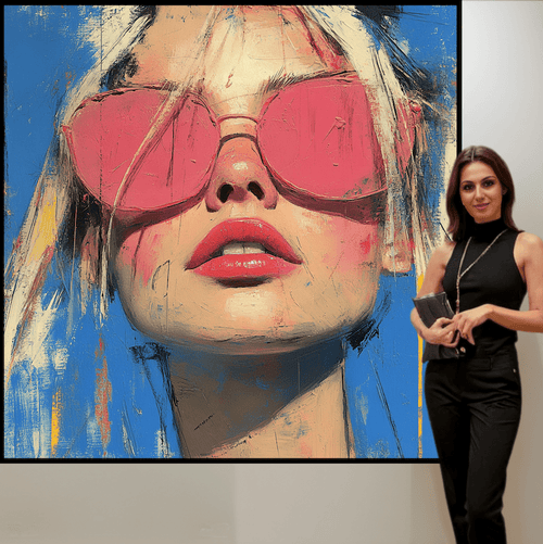 Original Painting : "Neon Muse" – Pop Art Expression modern abstract canvas wall art by Rossetti Art – luxury interior design artwork for living room, bedroom, office – Handmade Art Canvas handmade pop art handmade wall art