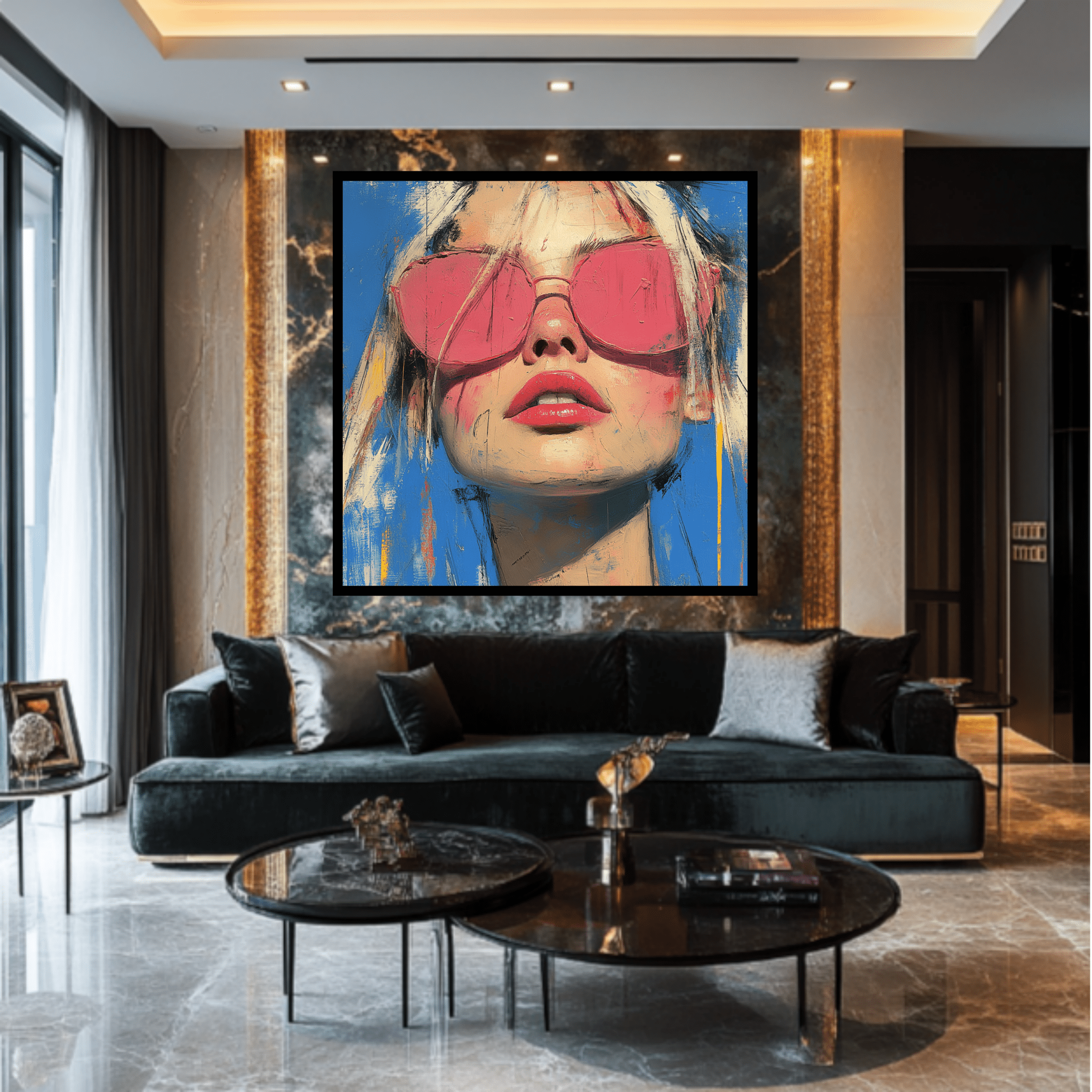Original Painting : "Neon Muse" – Pop Art Expression modern abstract canvas wall art by Rossetti Art – luxury interior design artwork for living room, bedroom, office – Handmade Art Canvas handmade pop art handmade wall art