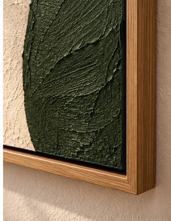 Olive Green Abstract Painting – Olive Divide by Rossetti Art – texture detail