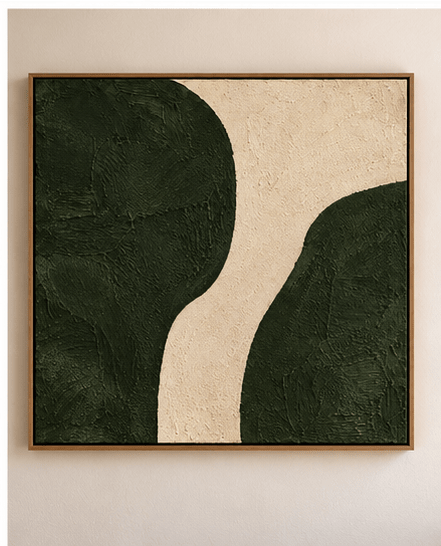 Olive Green Abstract Painting – Olive Divide by Rossetti Art – front view