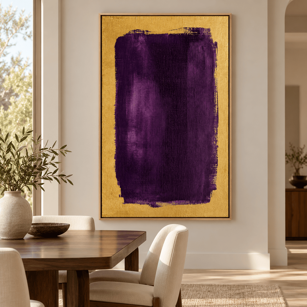 Purple and gold painting original Violet Reserve in a dining room – Rossetti Art