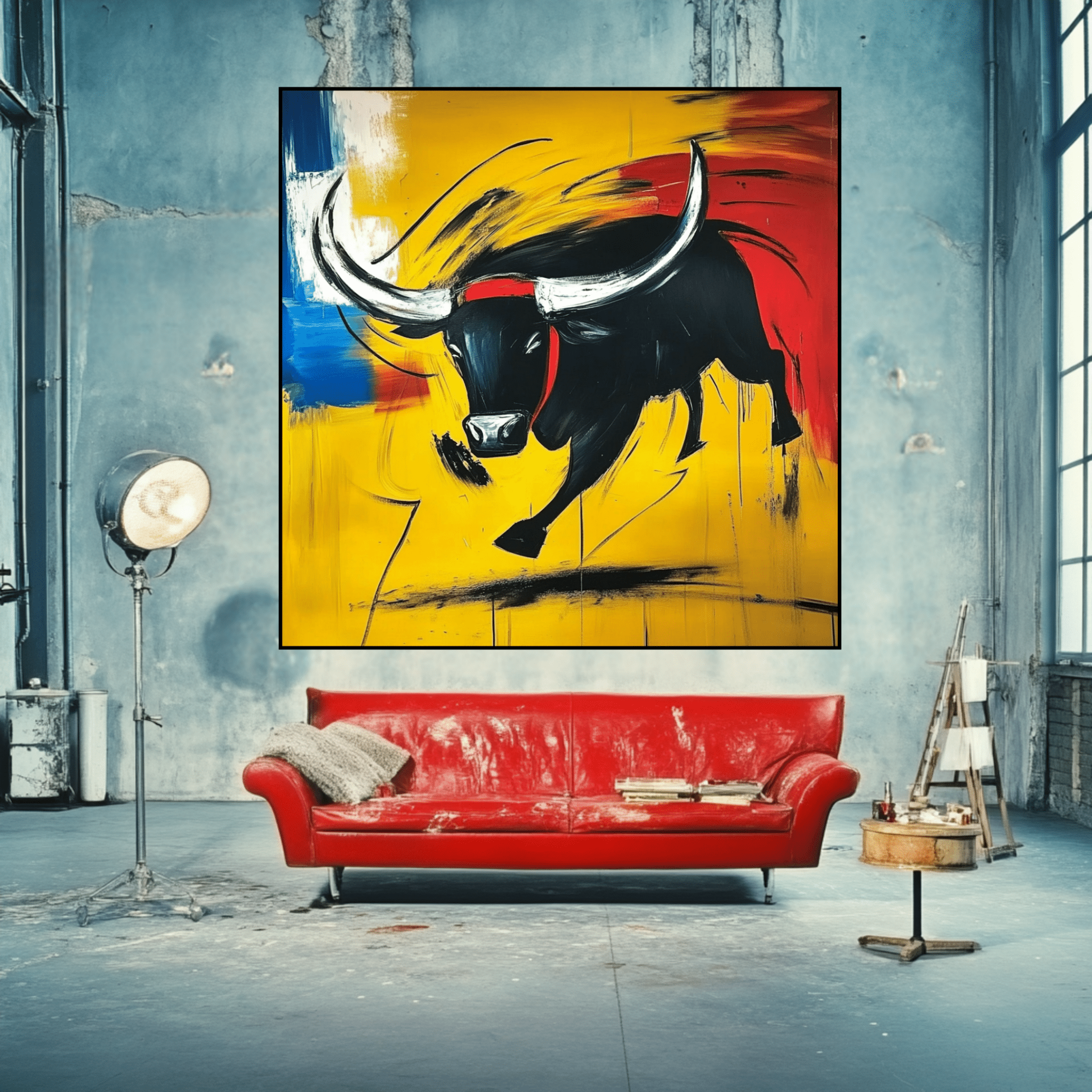 Original Painting : Raging Momentum – Bull Painting On Canvas - Chiara Rossetti