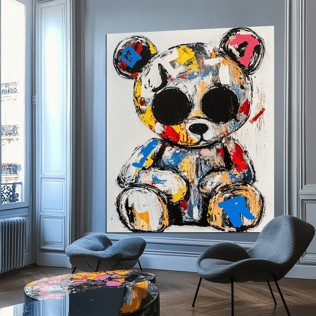 Original Painting : Riot Bear Blues – Pop Art Bear Painting - Chiara Rossetti