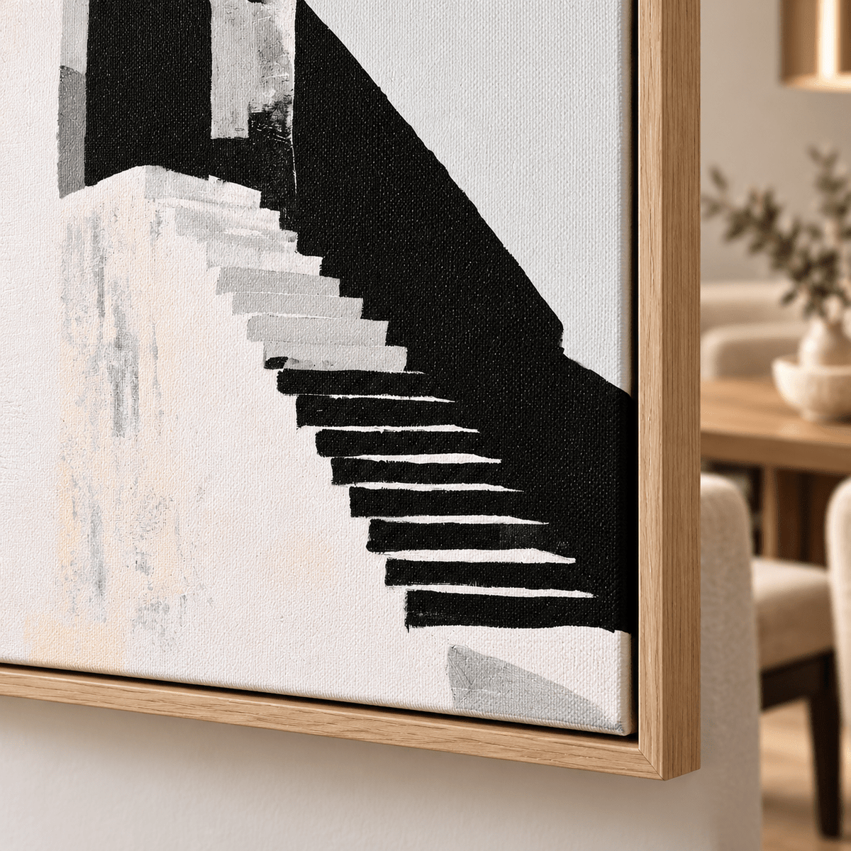 Staircase Wall Art Original Painting – Shadow Stair corner detail by Rossetti Art