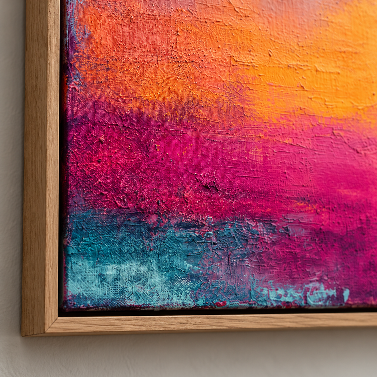 Sunset Abstract Painting Original – Ember Horizon textured corner detail by Rossetti Art