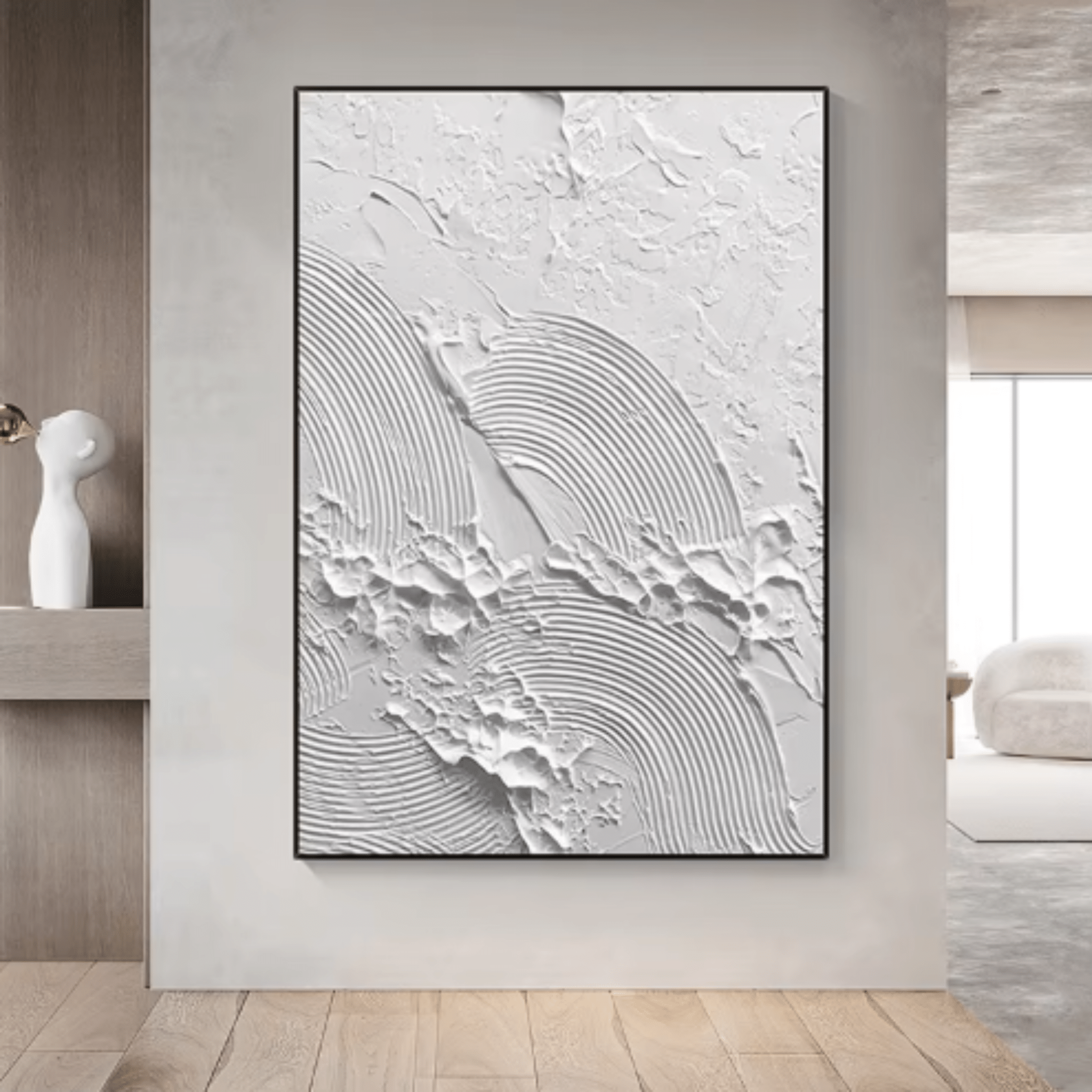 Original Painting : Textured White Canvas Art - Minimalist Elegance - Chiara Rossetti