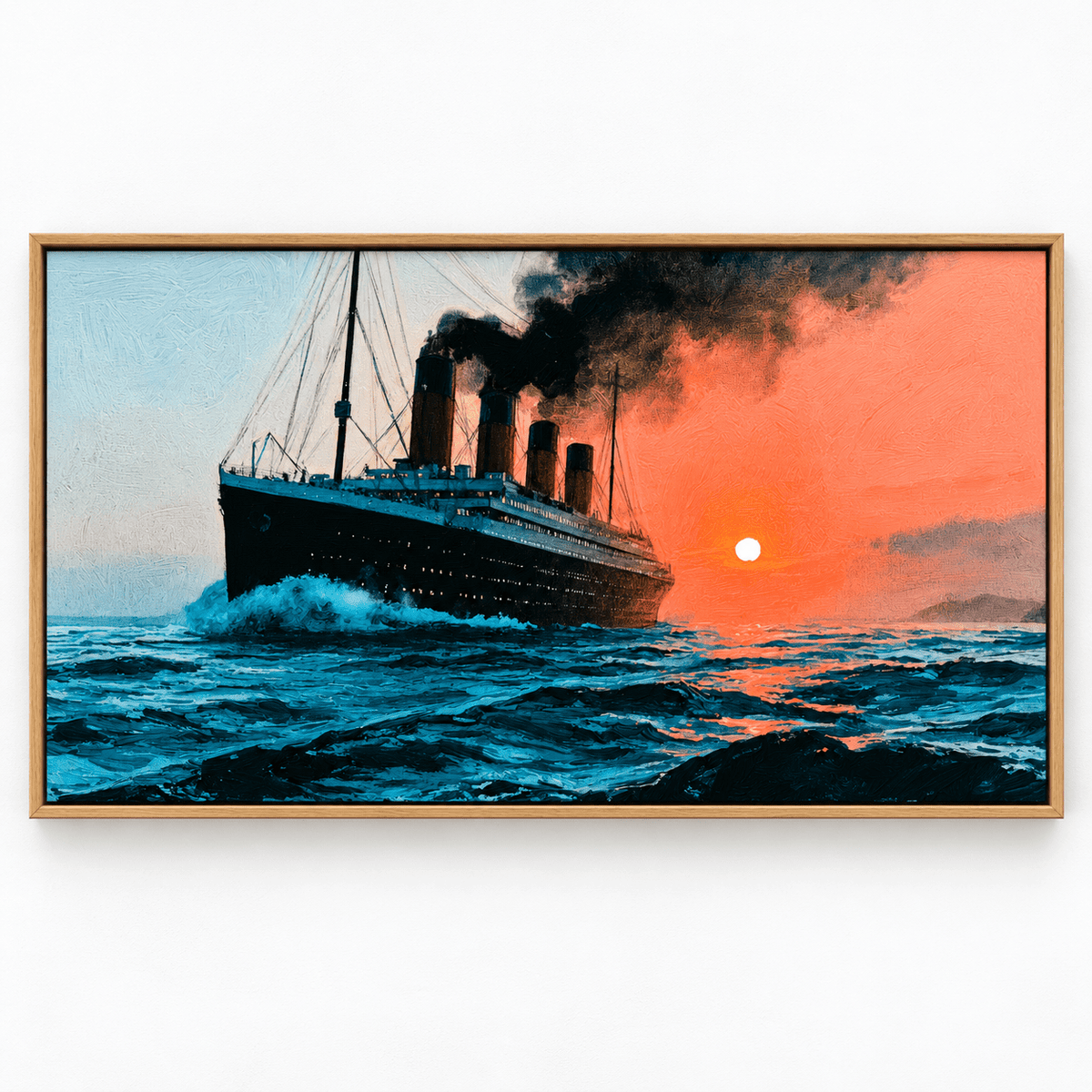 Titanic Painting Original – Final Crossing by Rossetti Art, framed ocean liner sunset painting