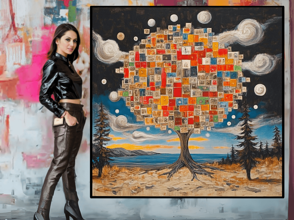 Original Painting : "Tree of Memories" modern abstract canvas wall art by Rossetti Art – luxury interior design artwork for living room, bedroom, office – abstract wall art art for modern interiors artistic home decor