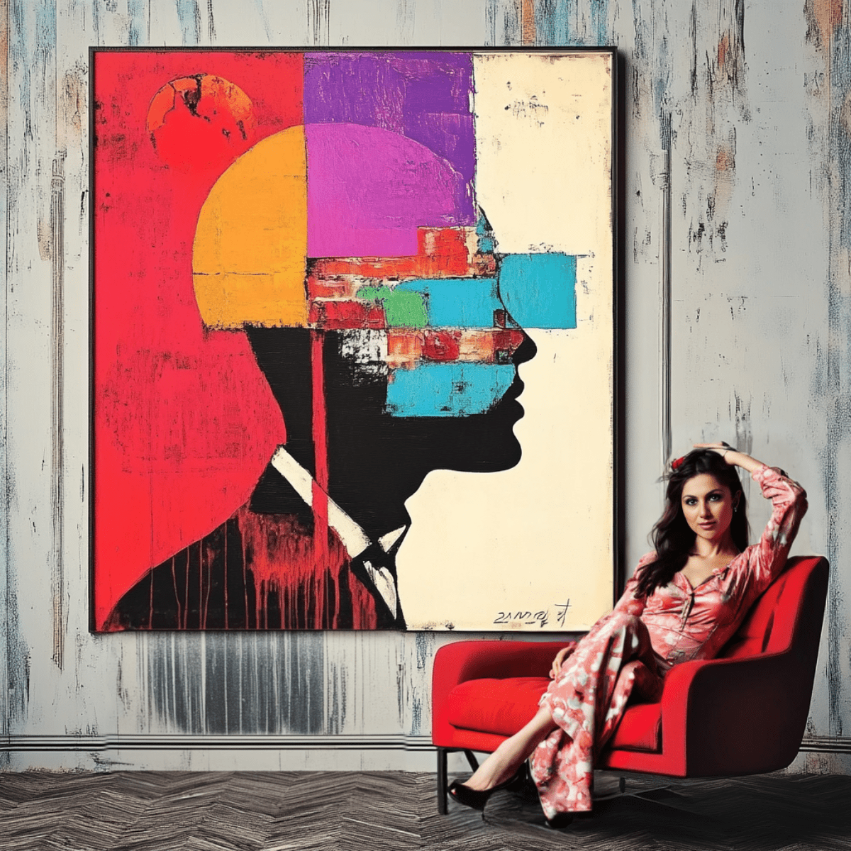 Original Painting : Urban Vision - Handmade Abstract Silhouette Painting - Chiara Rossetti