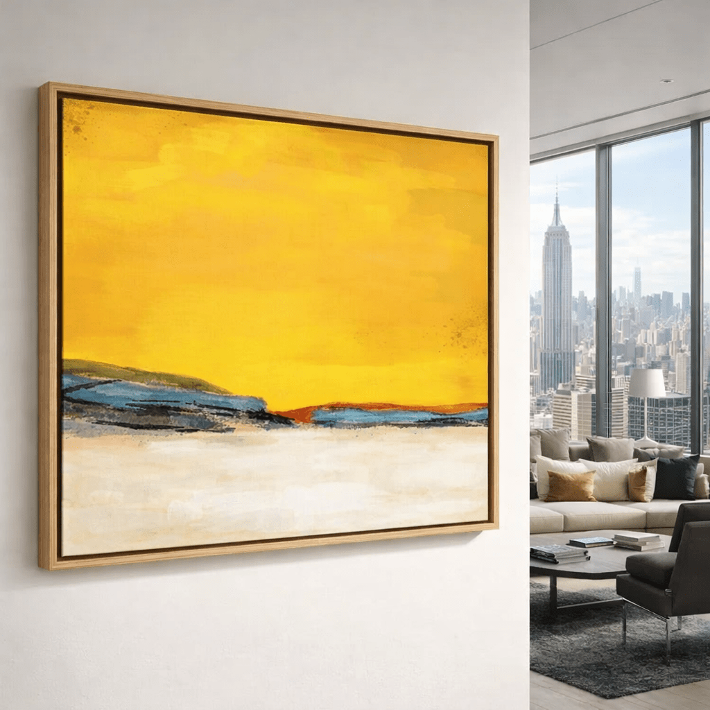 Original Yellow Abstract Landscape Painting
