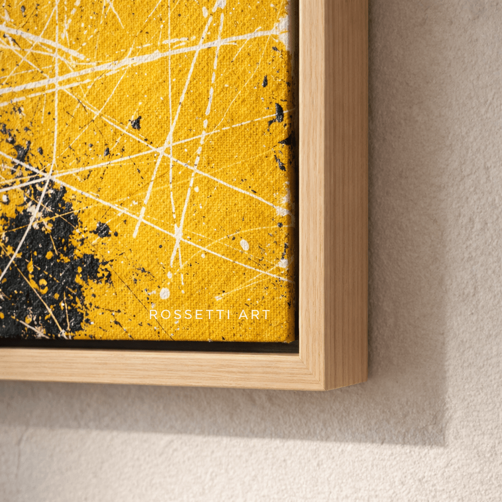 Original Yellow Splatter Painting - Golden Collision by Rossetti Art