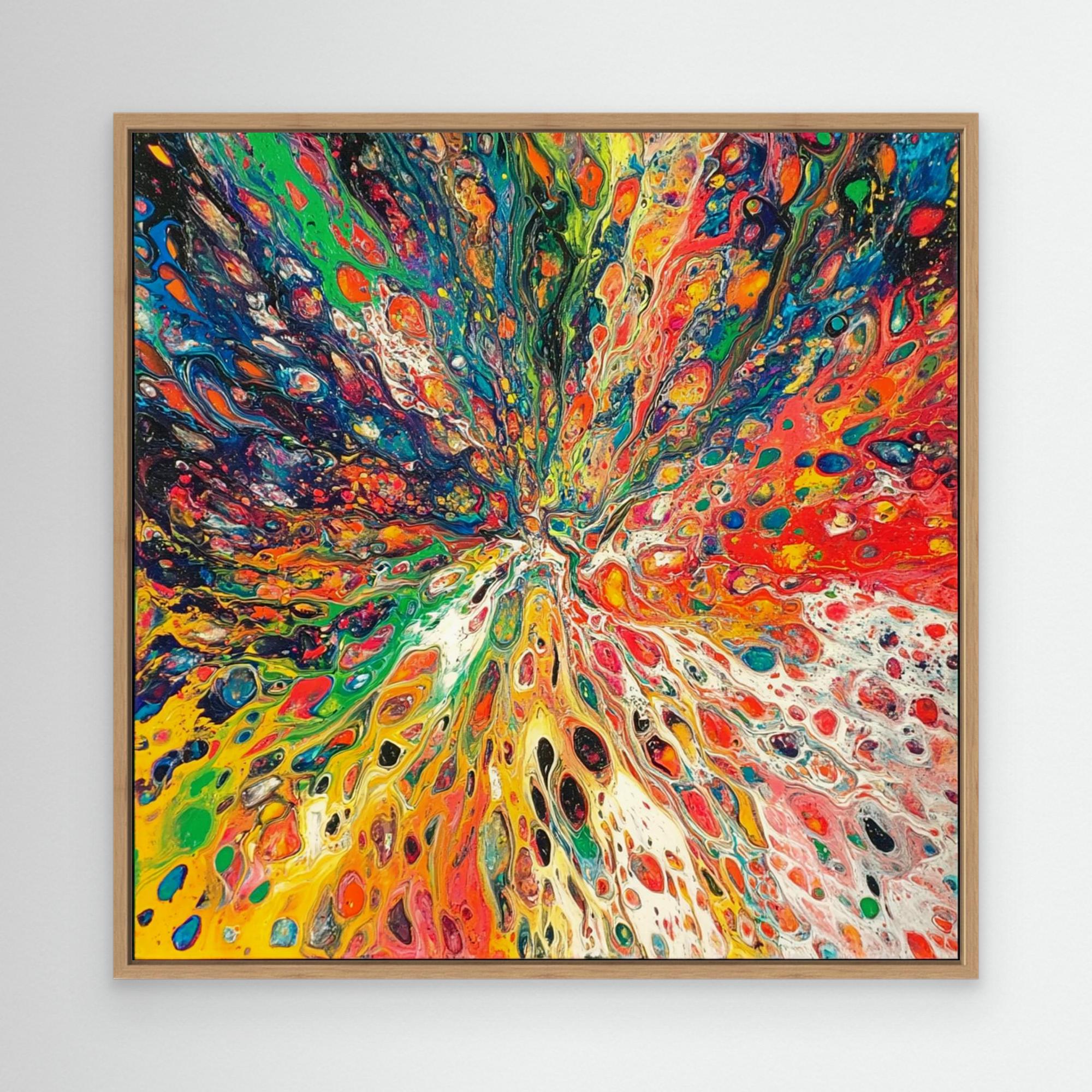 Chromatic Burst - Vibrant Abstract Wall Art Print, Rainbow Explosion Canvas, Colorful Modern Painting, Acrylic Pour Artwork, Multicolor Abstract Home Decor