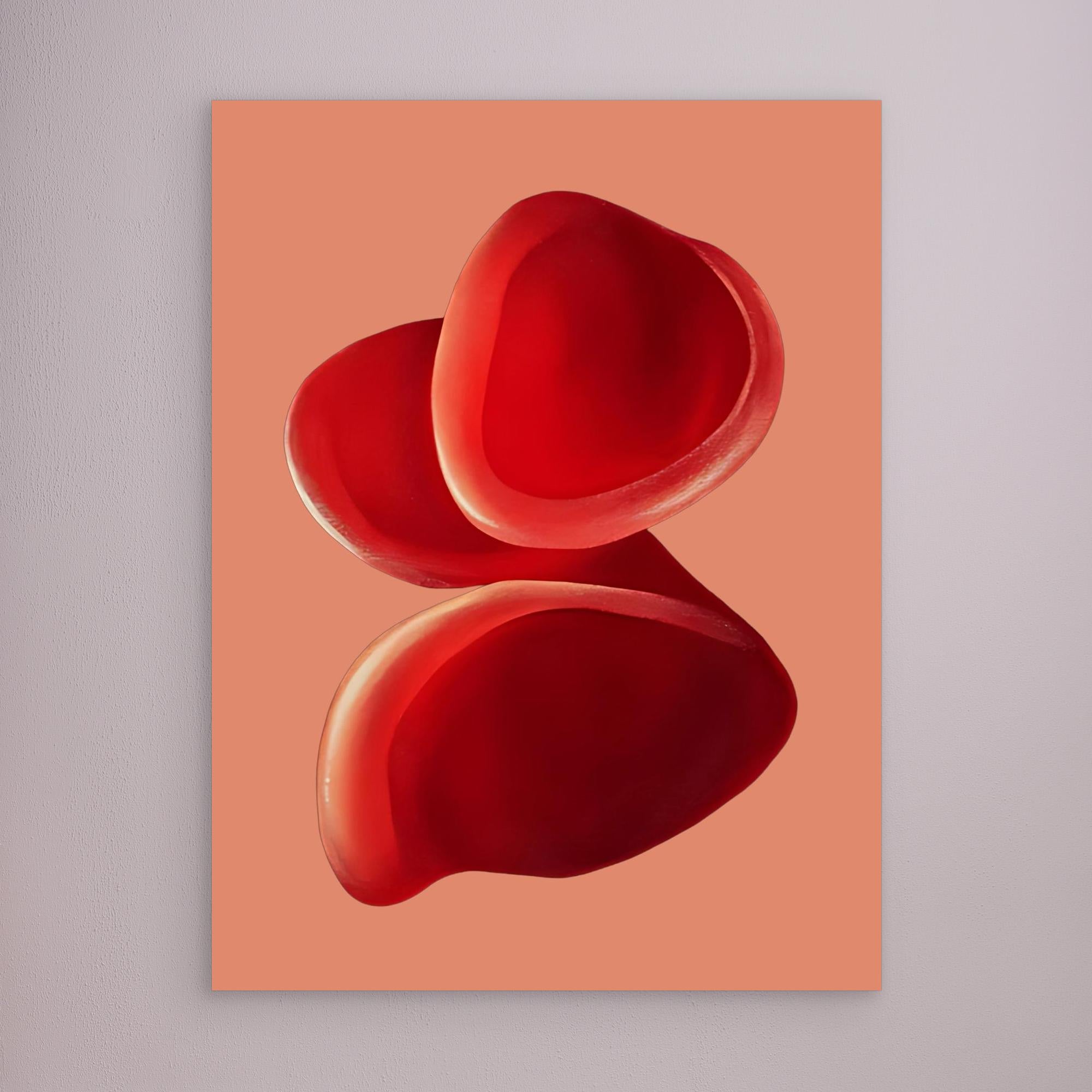 Canvas Print: "Crimson Petal Flow" - Abstract Floral Art