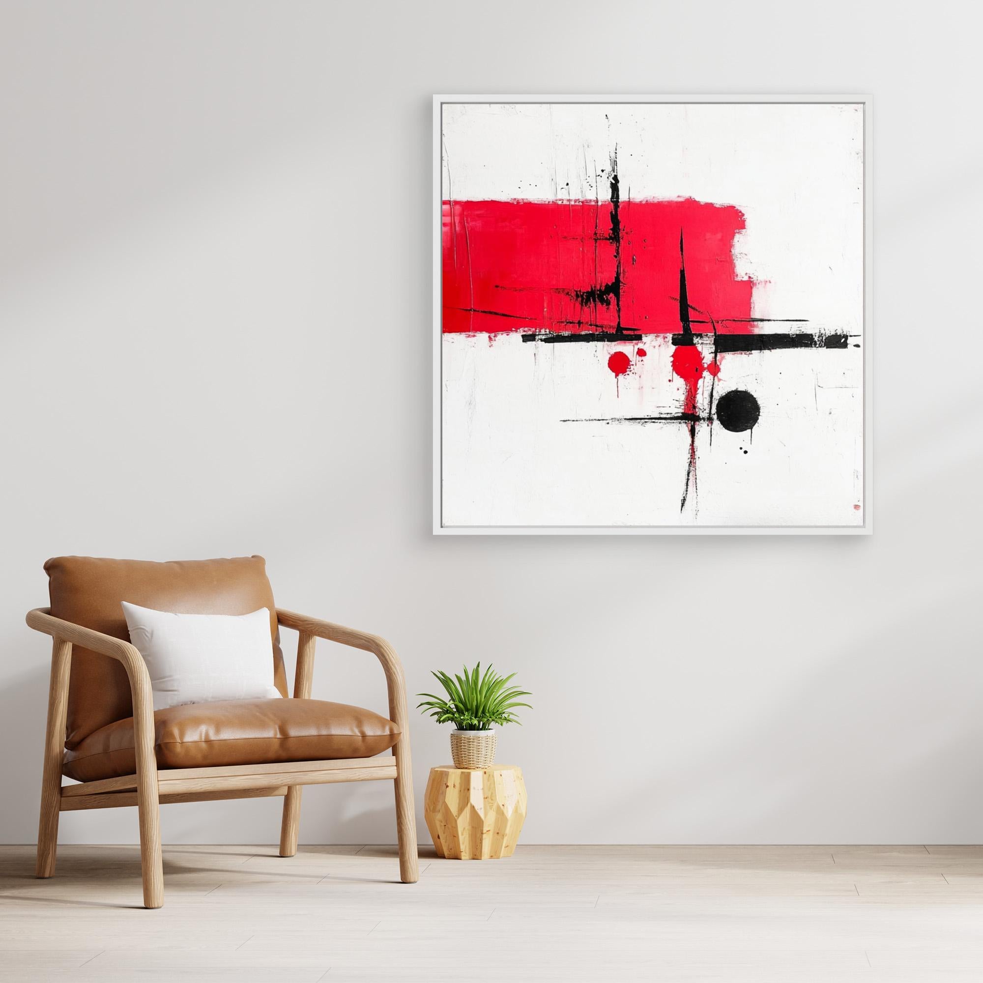 Crimson Balance - Wall Art Print - Abstract Red And Black Wall Art, Modern Minimalist Canvas Print, White Abstract Wall Art For Living Room, Bold Geometric Art Design