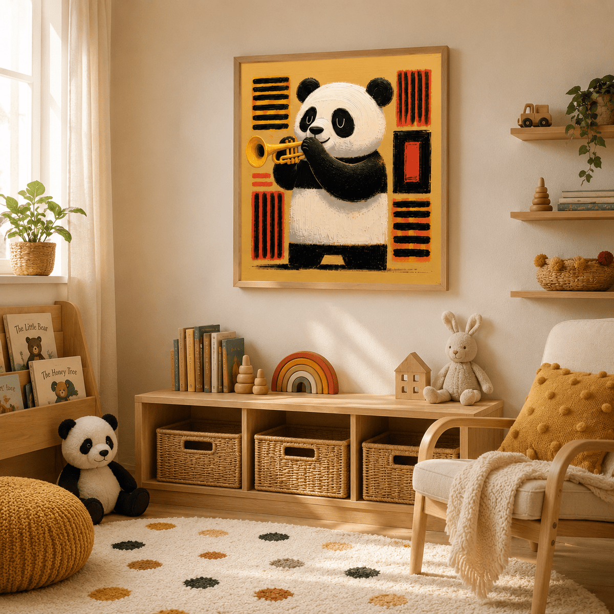Panda Wall Art Nursery Canvas Print Set of 3 — Panda Band by Rossetti Art