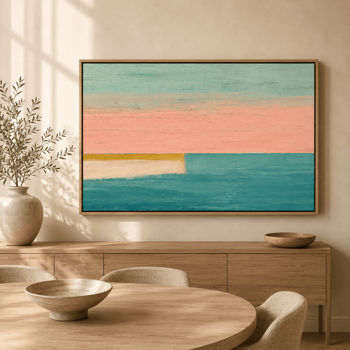 Pastel Abstract Painting Original — Pale Shore by Rossetti Art modern abstract canvas wall art by Rossetti Art – luxury interior design artwork for living room, bedroom, office – Bedroom Original Paintings Dining Room Original Paintings Handmade Art Canvas