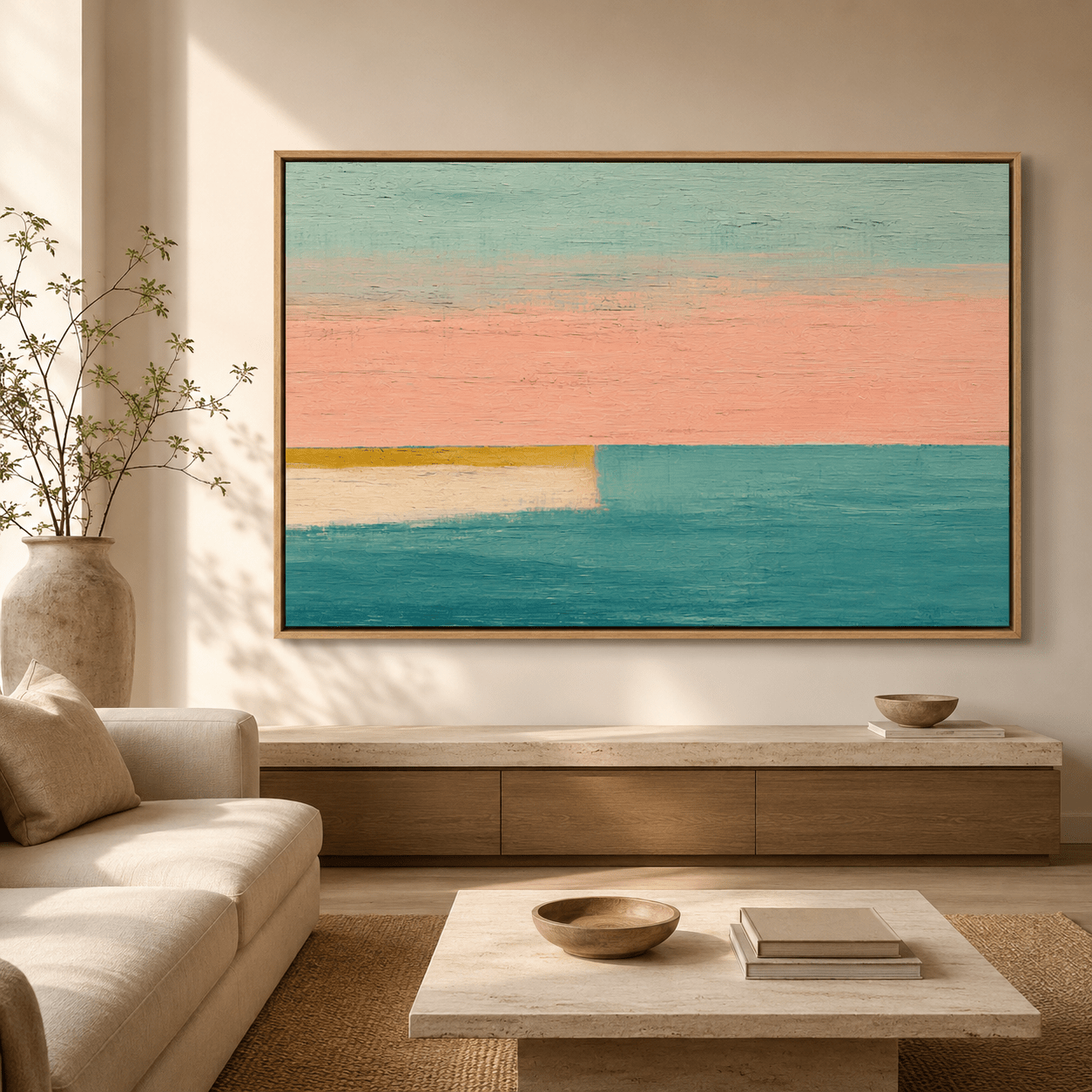 Pastel Abstract Painting Original — Pale Shore by Rossetti Art modern abstract canvas wall art by Rossetti Art – luxury interior design artwork for living room, bedroom, office – Bedroom Original Paintings Dining Room Original Paintings Handmade Art Canvas